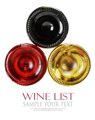 bottom of the bottles of wine of different sorts