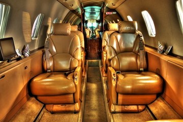 High definition photo of privat jet cabin