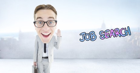 Composite image of geeky businessman 