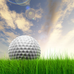 Sunset sky and a golf ball