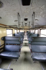 Old passenger railway car interior
