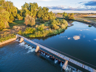 river diversion dam - aerial view