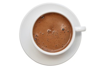 Classic porcelain white cup of espresso coffee isolated on white