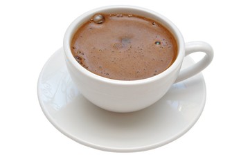 Classic porcelain white cup of espresso coffee isolated on white