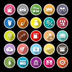 E wallet flat icons with long shadow