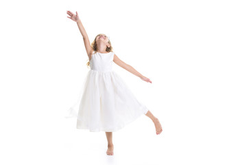 Fototapeta na wymiar Little girl white dress