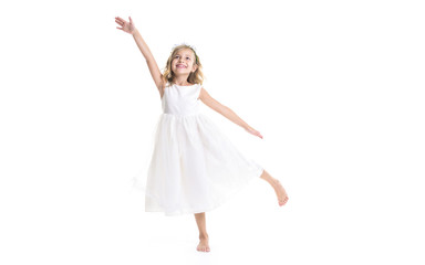 Fototapeta na wymiar Little girl white dress
