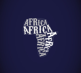 Africa Map in Typography. Continent words