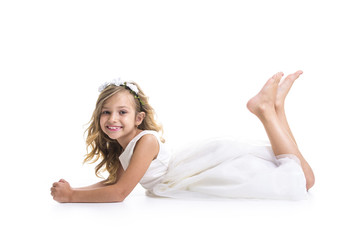 Obraz na płótnie Canvas Little girl white dress