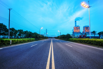 high way road near a power powerplant