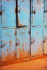 Old rusty blue lockers