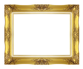 antique golden frame isolated on white background
