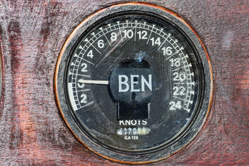 Old speedometer (Lag) of the sailboat.