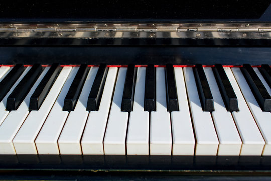 Piano keys close up.