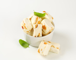 White soft nougat cubes