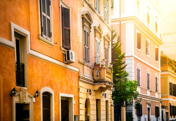 Traditional old buildings Street view in Rome, ITALY