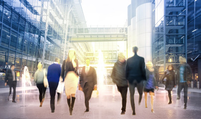 Walking people composition, motion blur, Business and modern life concept