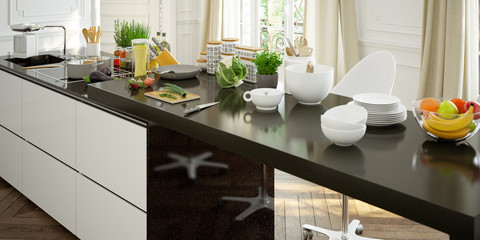 closeup of modern kitchen in old apartment 2