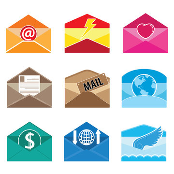 Open Mail Letter communication vector and icon