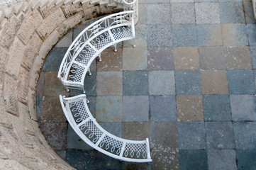 iron bench,in a semicircle top view