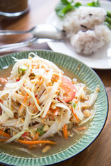 Hot and spicy papaya salad, Thai food