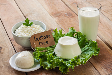Obraz na płótnie Canvas lactose free intolerance - food with background