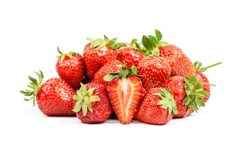 Strawberry heap. Half strawberry. Isolated