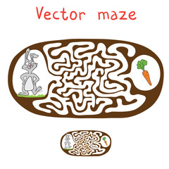 Vector Maze, Labyrinth with Rabbit  and Carrot.