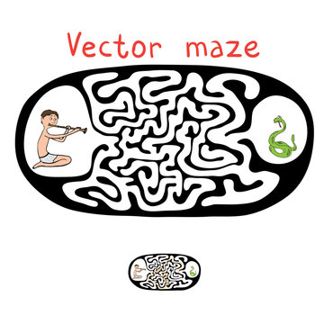 Vector Maze, Labyrinth with Snake and Fakir
