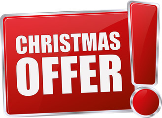 modern red glossy Christmas offer 3D vector icon