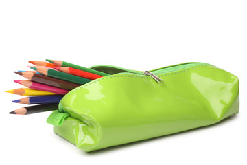 Pencil case with colored pencils