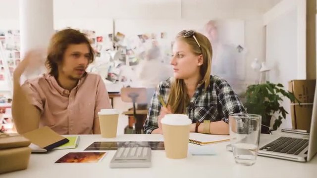 Mixed race group of people timelapse hipster office small business start up company planning creative meeting