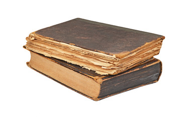 Dirty antique book, isolated on white background