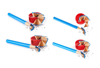  set of pencil and sharpener in isolation