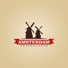 Amsterdam Netherlands city symbol vector illustration