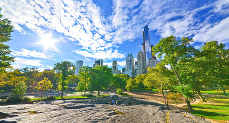 Vue sur Central Park par une journée ensoleillée à New York.
