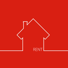 rent house in red vector.