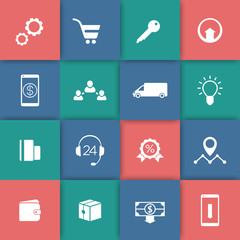 E-commerce, online shopping web icons, vector illustration