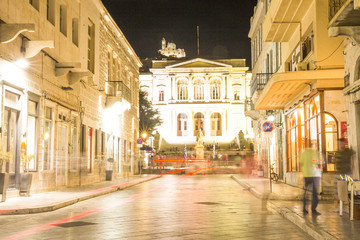 Fototapeta na wymiar Syros, night, street