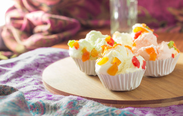 mix fruit muffins on table