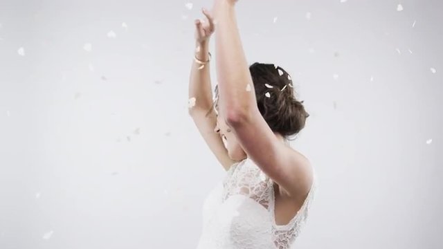 Bride dancing confetti shower slow motion wedding photo booth series