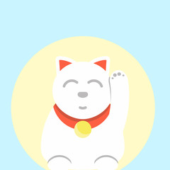 Maneki neko, japanese lucky cat, vector illustration