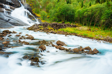 Waterfall in the Valley of waterfalls in Norway.