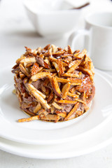 chocolate cake with almond nut on top