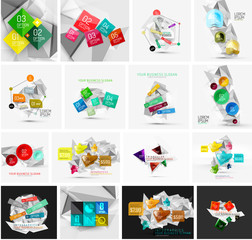 Fototapeta premium Set of abstract geometric paper infographic banner templates