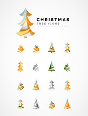 Set of abstract Christmas Tree Icons, business logo concepts