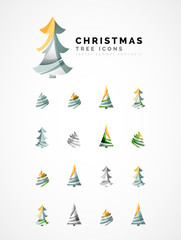 Set of abstract Christmas Tree Icons, business logo concepts