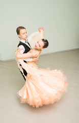 Dancing, ballroom dancing, dance studio, man and woman