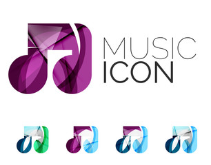 Set of abstract music note icon, business logotype concepts