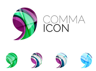 Set of abstract comma icon, business logotype concepts, clean